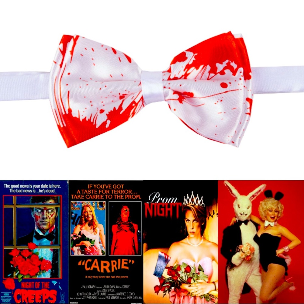 Way To Celebrate!  Halloween Red/White Blood-Splattered Bow Tie for Adults NWT's